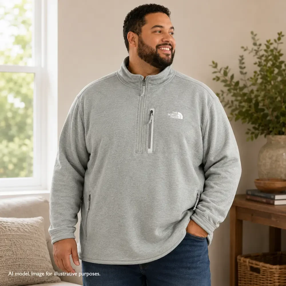 The North Face Sweatshirt Mens 3XL Gray 1/2 Zip Fleece Lined Pullover Pockets